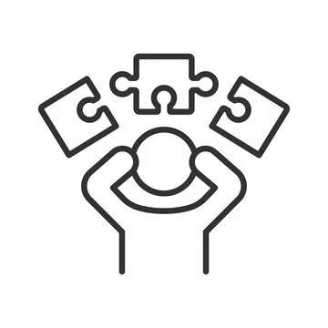 Problem solving and thinking process icon in line design. Problem solving Ilustração Stock