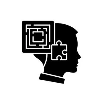 Problem solving black icon, vector sign on isolated background. Problem solving Stock Illustration