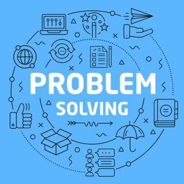 Problem Solving Blue Lines Illustration for prsentation 스톡 일러스트
