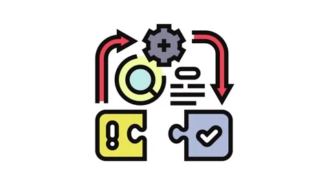 Problem solving business process color icon animation Stock Footage 326110557