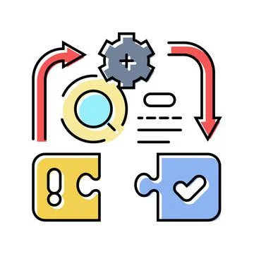 Problem solving business process color icon vector illustration Stock Illustration
