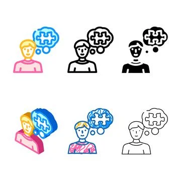 Problem solving business process color icon mix vector Illustrazione stock
