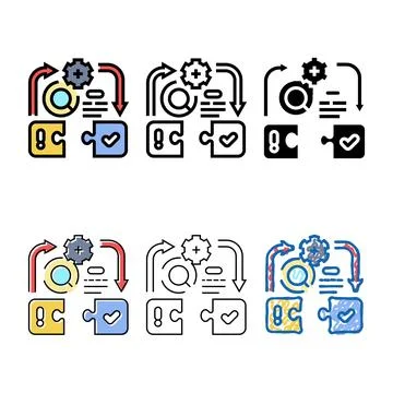 Problem solving business process color icon mix vector 库存插图