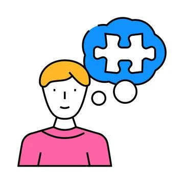 Problem solving business process icon color illustration Stock Illustration