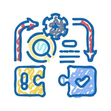 Problem solving business process icon doodle illustration 스톡 일러스트