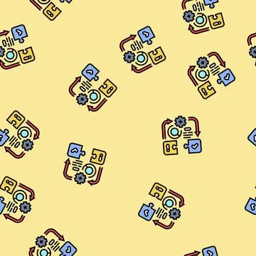 Problem solving business process vector seamless pattern Stock Illustration
