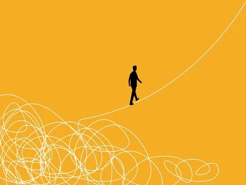 Problem Solving. Businessman Walks Away from Chaos Illustrazione stock