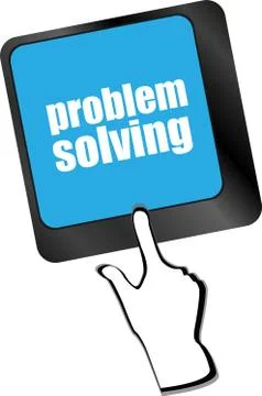 Problem solving button on computer keyboard key Illustrazione stock