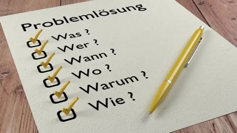 Problem solving checklist german 스톡 일러스트