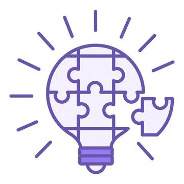 Problem Solving Color Icon. Vector Icon of a Glowing Light Bulb in the Form.. 스톡 일러스트