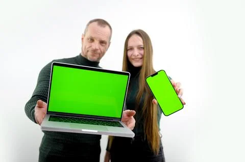 Problem solving communication man and woman using apple technology business 写真素材