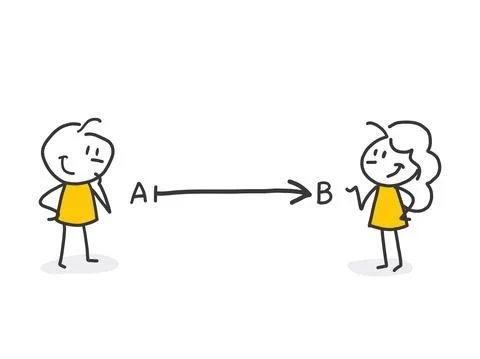 Problem solving, complicated solution from point A to point B, Stock Illustration