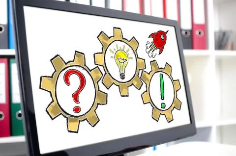 Problem solving concept on a computer screen Stockfoto's