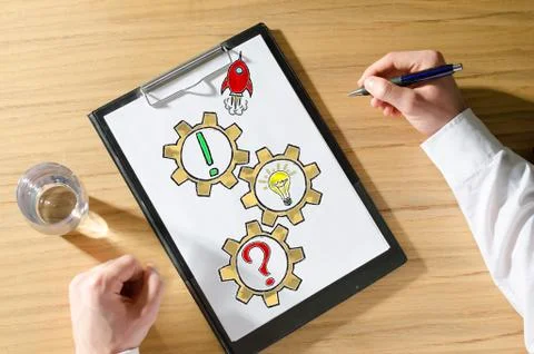 Problem solving concept on a desk Stock Photos