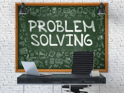 Problem Solving Concept. Doodle Icons on Chalkboard Illustrazione stock