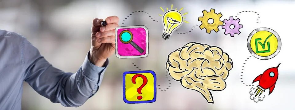 Problem solving concept drawn by a man Stock Photos