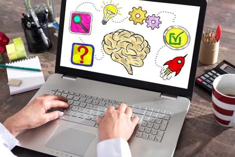 Problem solving concept on a laptop screen Stock Photos