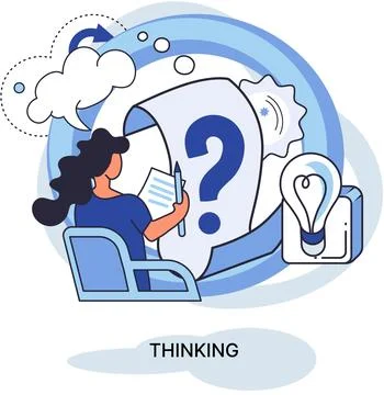 Problem solving concept, man wondering or thinking, planning or pondering, with 스톡 일러스트