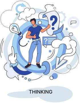 Problem solving concept, man wondering or thinking, planning or pondering, with 스톡 일러스트
