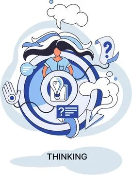 Problem solving concept, man wondering or thinking, planning or pondering, with 스톡 일러스트