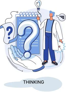 Problem solving concept, man wondering or thinking, planning or pondering, with 스톡 일러스트