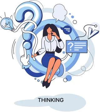 Problem solving concept, man wondering or thinking, planning or pondering, with 스톡 일러스트