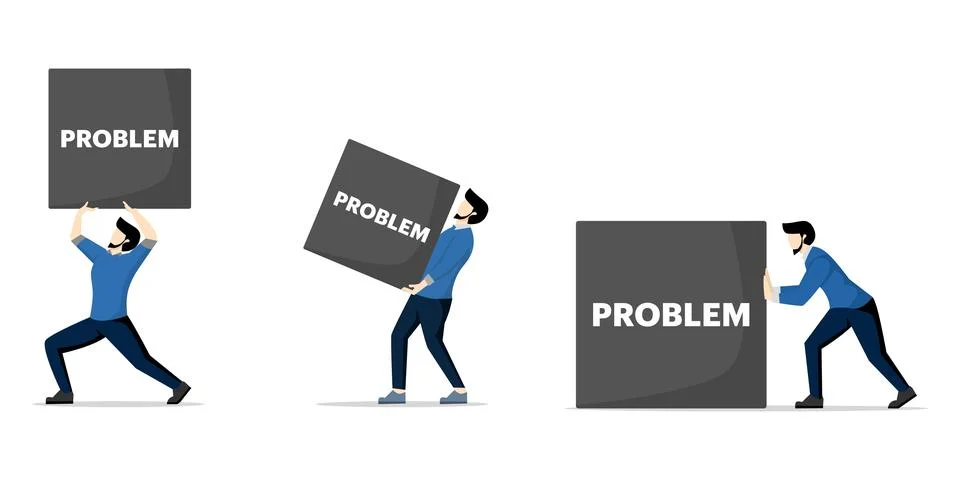 Problem solving concept. a person's stages in solving a problem. Stock Illustration