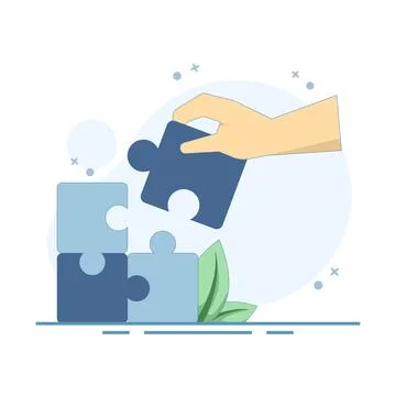 Problem Solving Concept. Problem Solving Puzzle. Solutions and ideas. Illustrazione stock