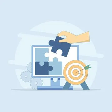 Problem Solving Concept. Problem Solving Puzzle. Solutions and ideas. Illustrazione stock