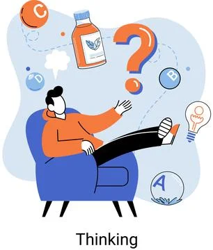 Problem solving concept, woman wondering or thinking, planning or pondering Stock Illustration