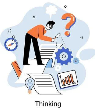 Problem solving concept, woman wondering or thinking, planning or pondering イラスト素材
