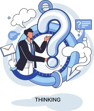 Problem solving concept, woman wondering or thinking, planning or pondering 스톡 일러스트