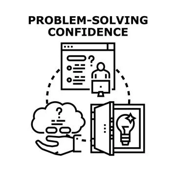 Problem solving confidence developing new business ideas Stock Illustration
