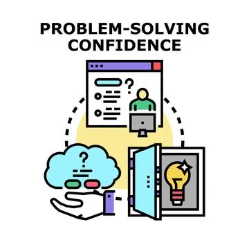 Problem solving confidence developing new business ideas Stock Illustration