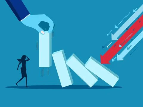 Problem solving consultant. Businessman Manager Stops Domino effect 스톡 일러스트