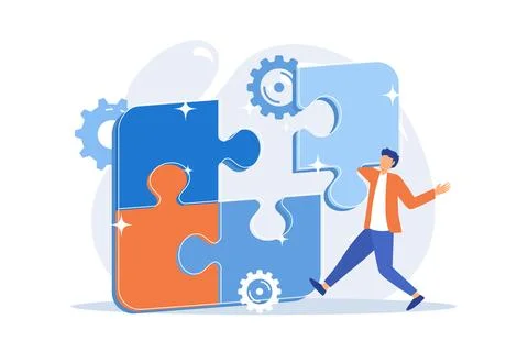 Problem solving. Creative decision, difficult task, lateral thinking. Man a.. Stock Illustration