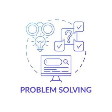 Problem solving dark gardient blue concept icon Illustrazione stock