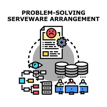 Problem solving with data analysis and team collaboration Stock Illustration