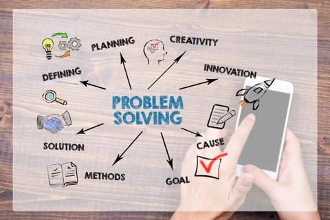 PROBLEM SOLVING. Defining, Creativity, Innovation and Solution concept. Chart Stock Photos
