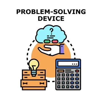 Problem solving device finding innovative solutions calculating data Stock Illustration