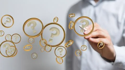 Problem solving with digital question marks; 3D rendering Stock Photos