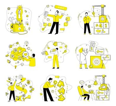 Problem solving. Dilemmas transform into opportunities in crucible problem .. Illustrazione stock