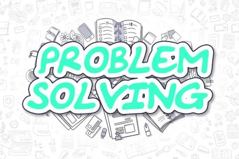 Problem Solving - Doodle Green Text. Business Concept Stock Illustration