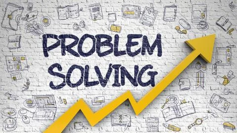 Problem Solving Drawn on White Brickwall. 3d Illustrazione stock