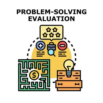 Problem solving evaluation process with creative solution planning Stock Illustration