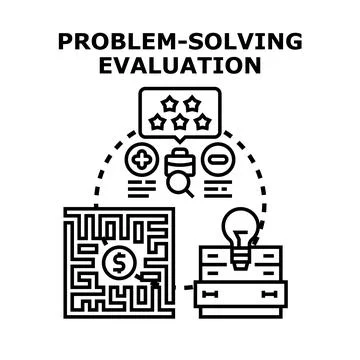 Problem solving evaluation process with creative solution planning Stock Illustration