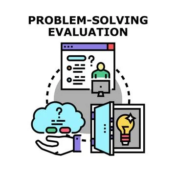 Problem solving evaluation process finding creative solutions Stock Illustration