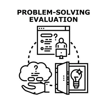 Problem solving evaluation process finding creative solutions Stock Illustration