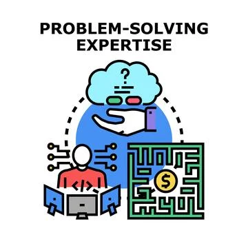 Problem solving expertise and successful business solutions Stock Illustration