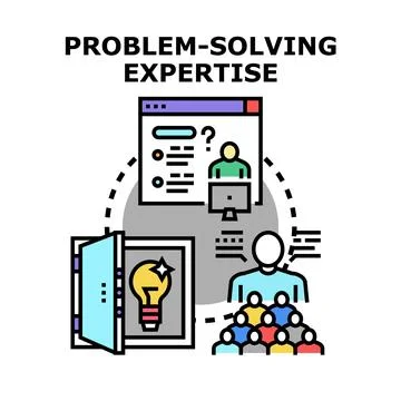 Problem solving expertise delivering creative business solutions Stock Illustration